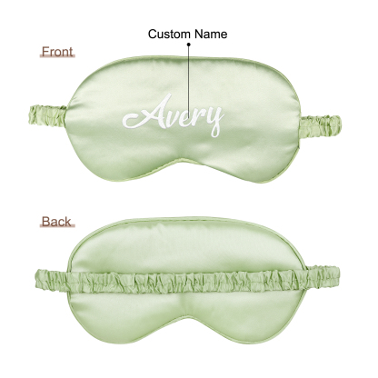 Personalized Light Pink Silk Sleep Mask Elegant Custom Name Eye Mask Six Color Gift for Her