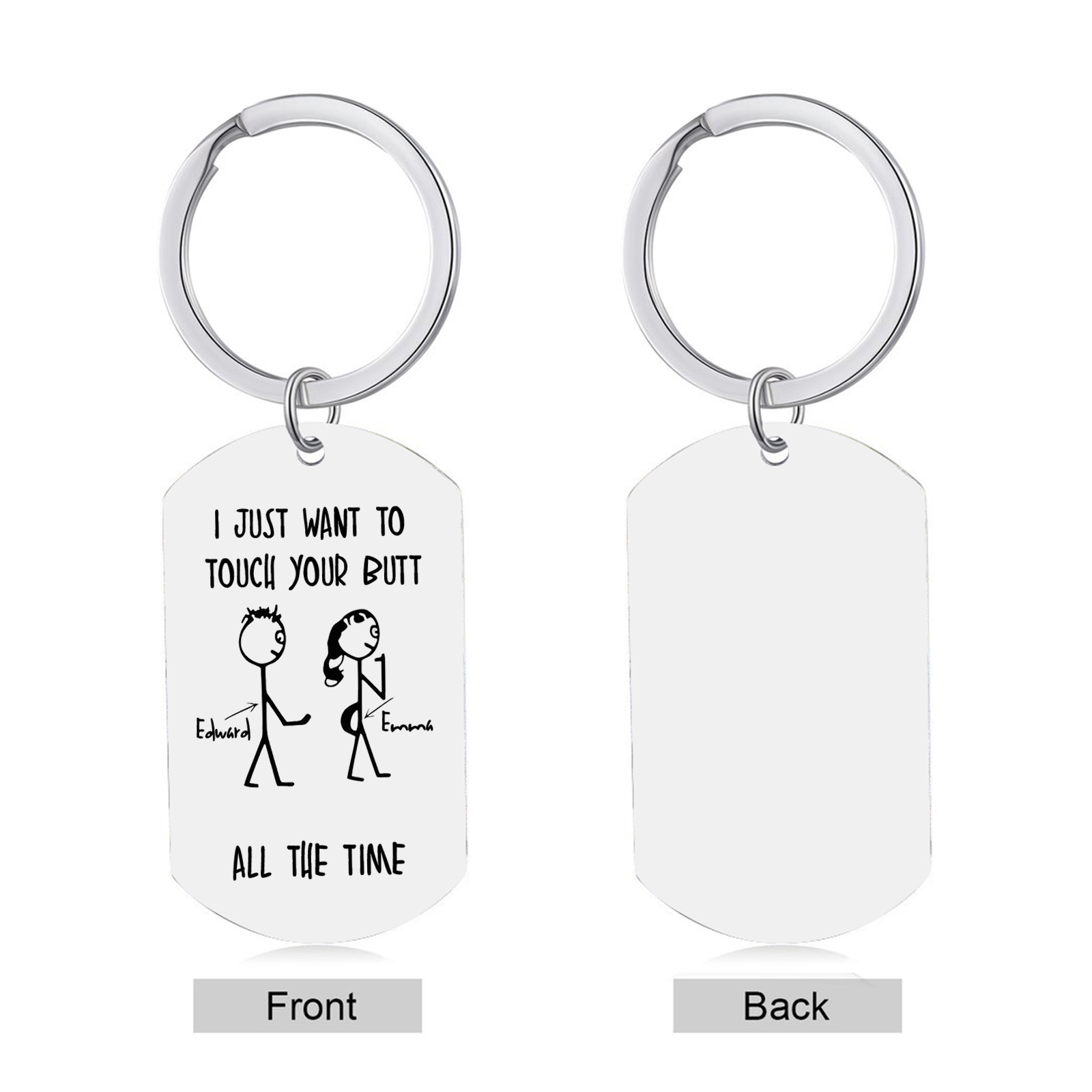 Personalized Keychain I Just Want to Touch Your Butt Gift for Couple