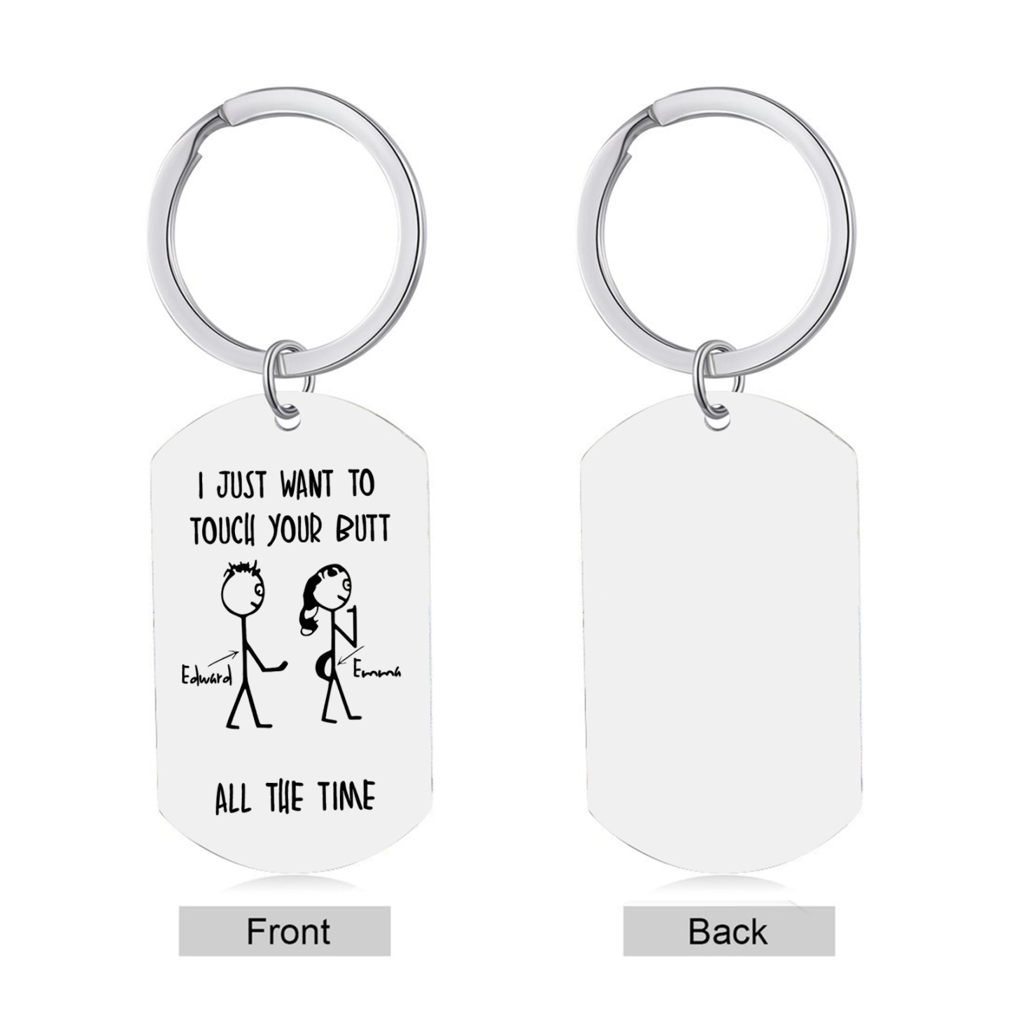 Personalized Keychain I Just Want to Touch Your Butt Gift for Couple