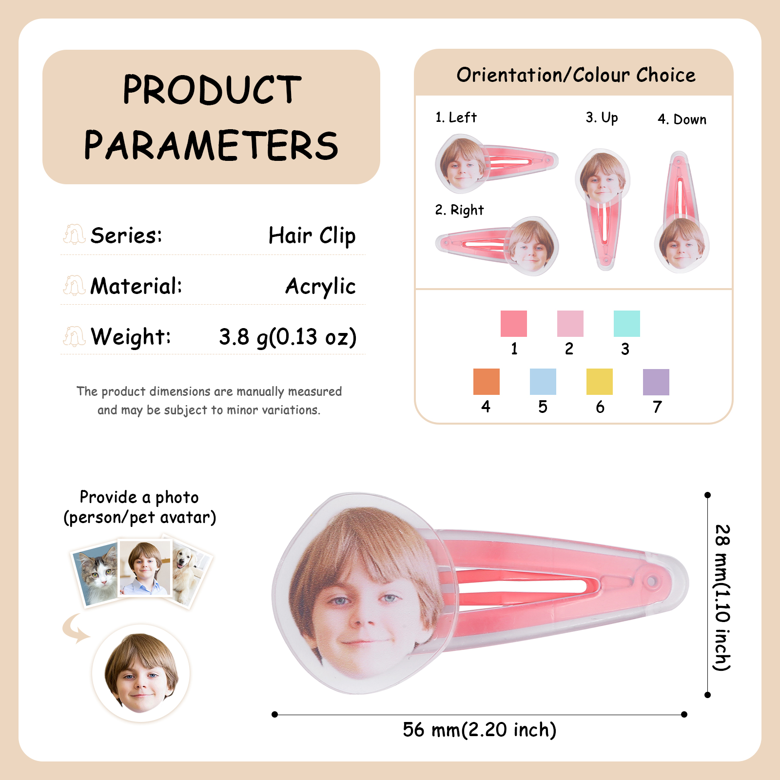 Personalized Hair Clip – Custom Photo Acrylic Hair Accessory for Girls, Women & Pet Lovers | Lorajewel