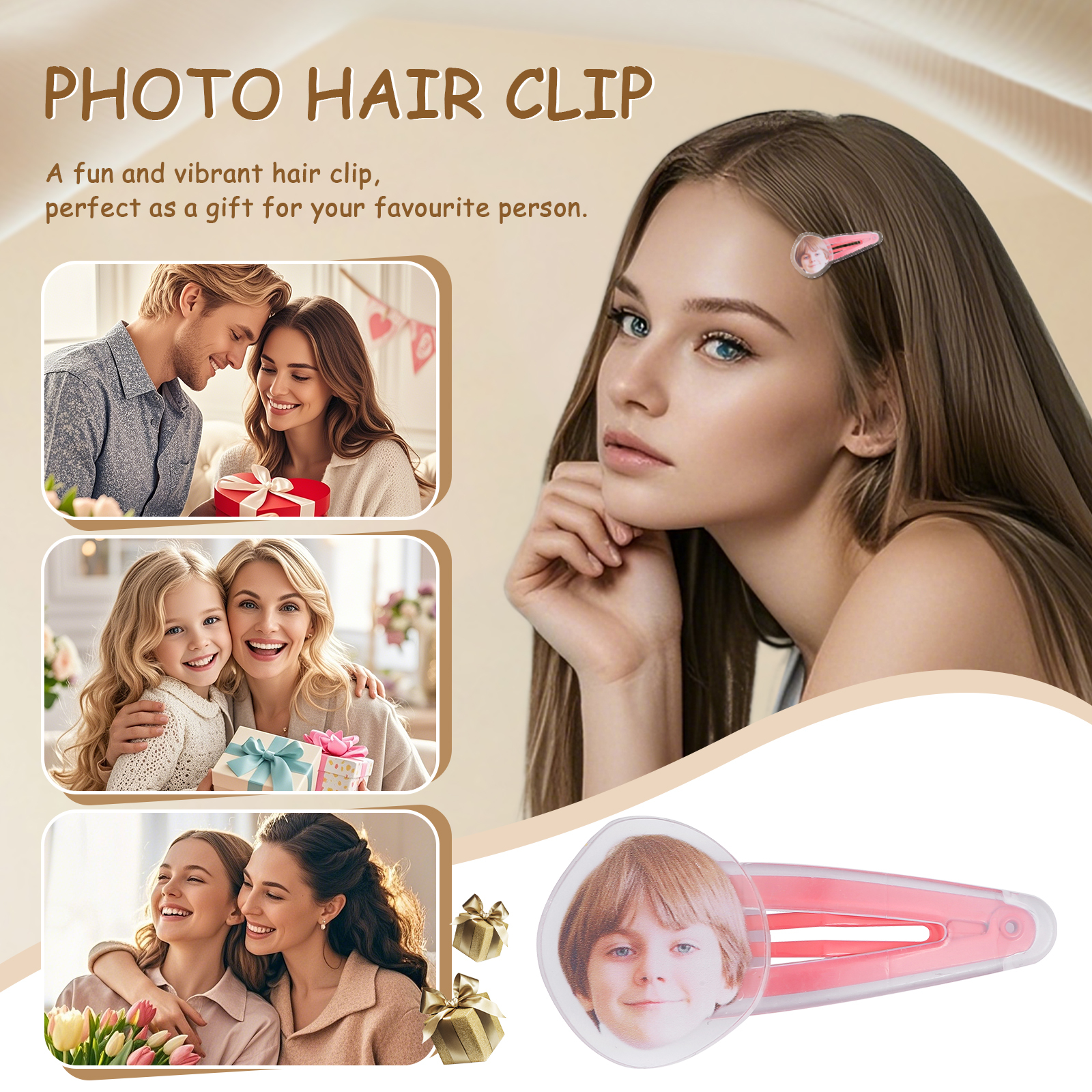 Personalized Hair Clip – Custom Photo Acrylic Hair Accessory for Girls, Women & Pet Lovers | Lorajewel