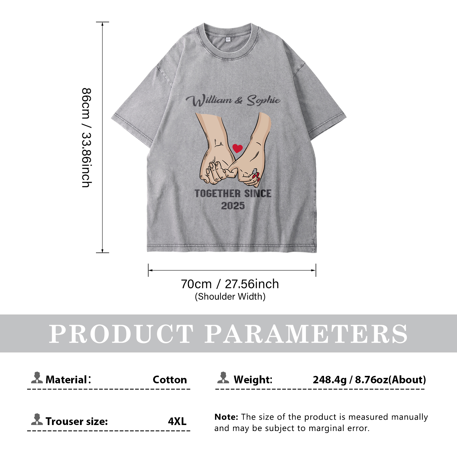 Personalized Couple Gray T Shirts Together Since Pinky Promise Gift for Valentine’s Day