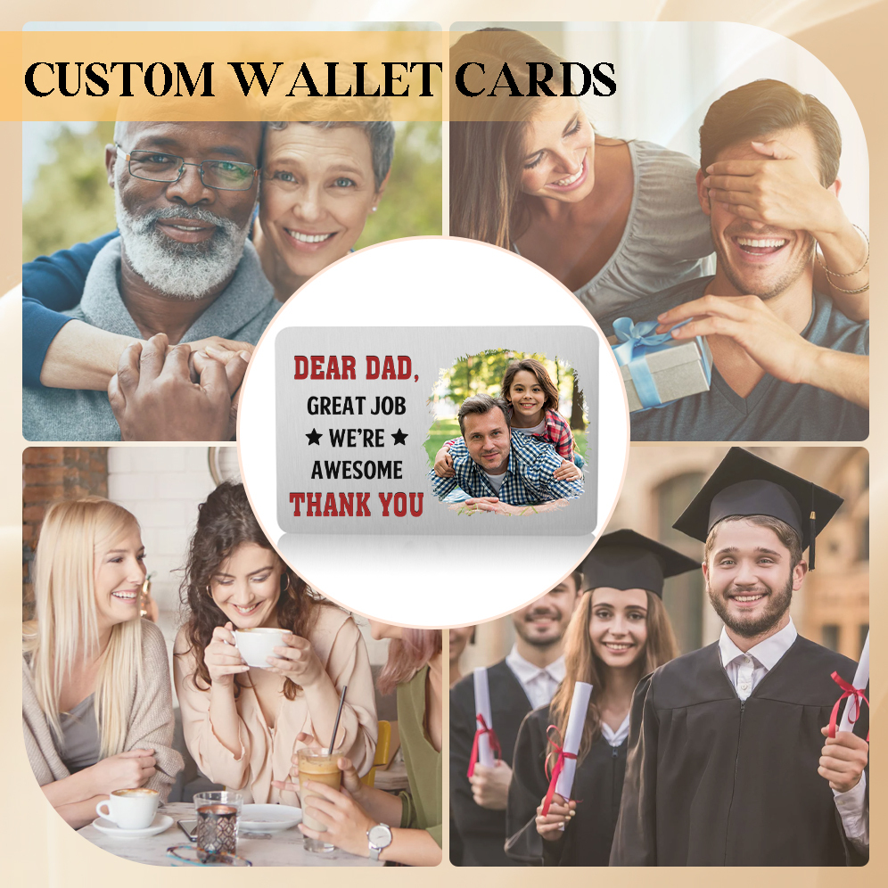 Personalised Photo Wallet Card, Custom Engraved Metal Card Gift for Dad | Jessemade