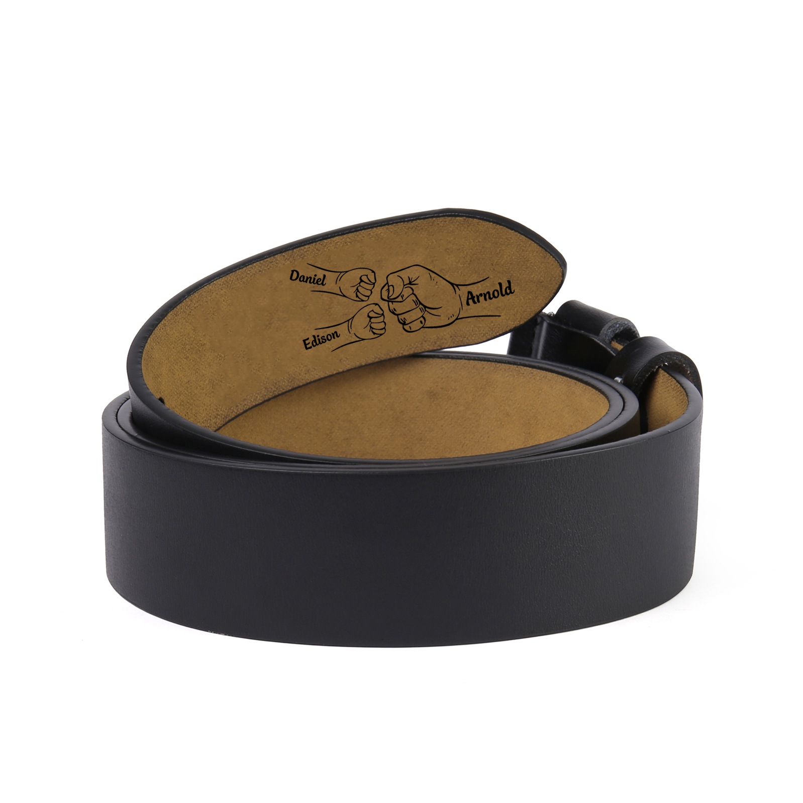 Personalized Leather Belt, Custom Engraved 3 Names Belt Gift for Dad | Lorajewel