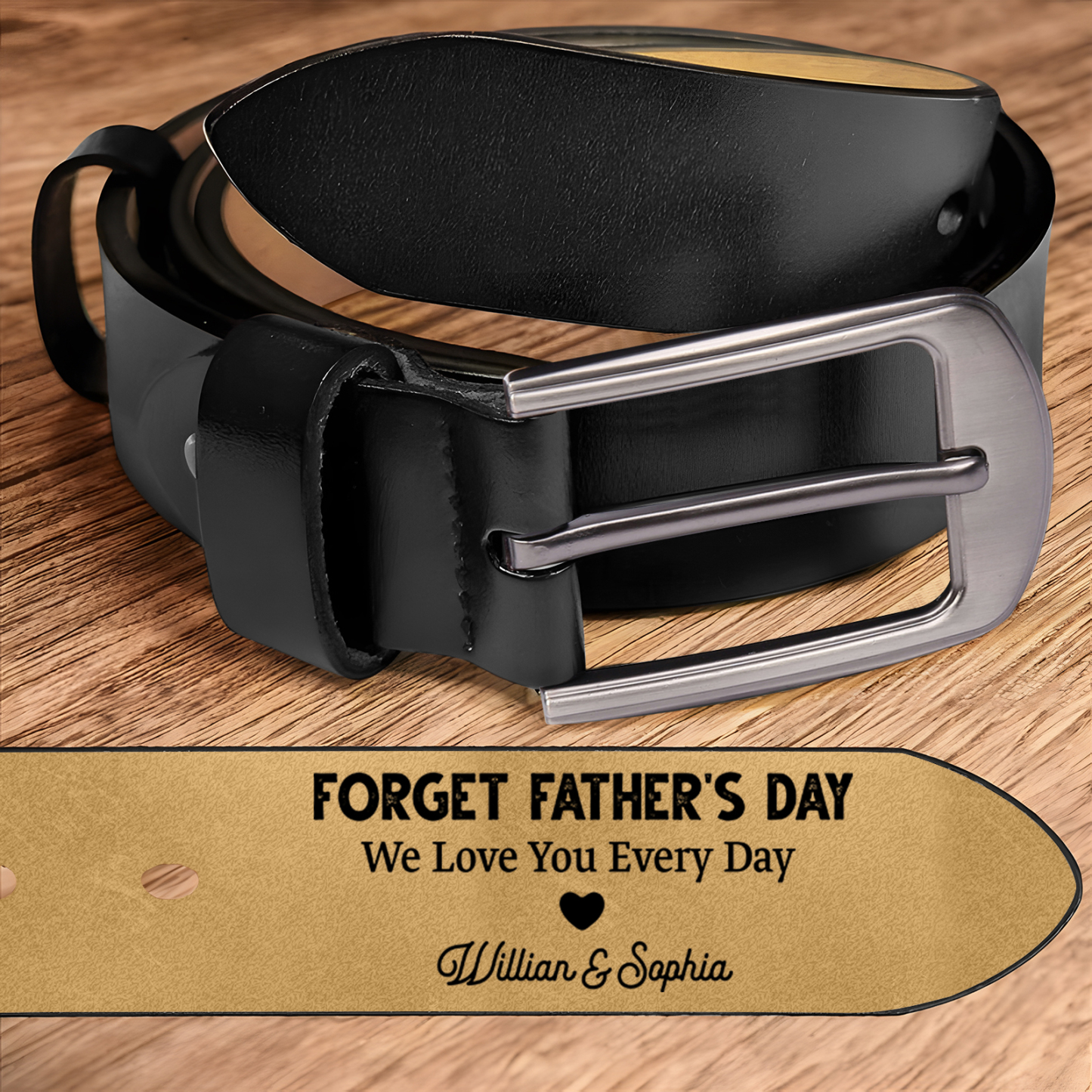 Personalised Leather Belt, Custom Engraved 3 Texts & Letter Belt Gift for Dad | Jessemade