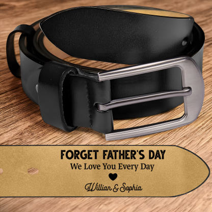 Personalised Leather Belt, Custom Engraved 3 Texts & Letter Belt Gift for Dad | Jessemade