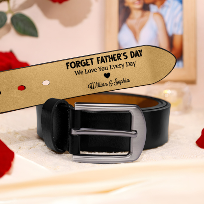 Personalised Leather Belt, Custom Engraved 3 Texts & Letter Belt Gift for Dad | Jessemade