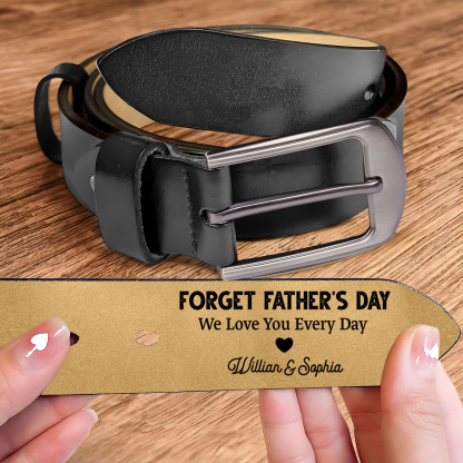 Personalised Leather Belt, Custom Engraved 3 Texts & Letter Belt Gift for Dad | Jessemade