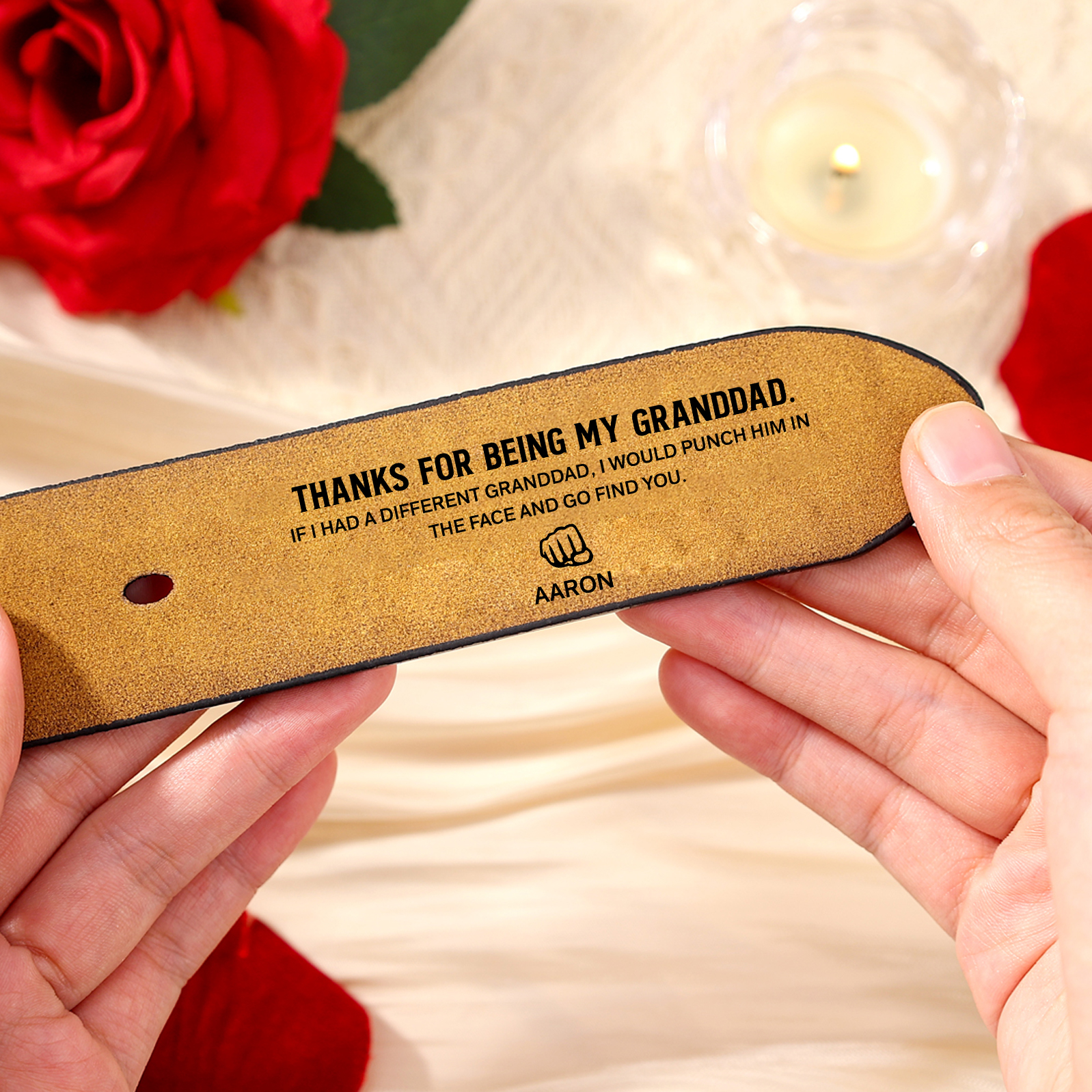 Personalized 2 Names Leather Adjustable Belt – A Thoughtful Gift for Dad/Granddad | Lorajewel