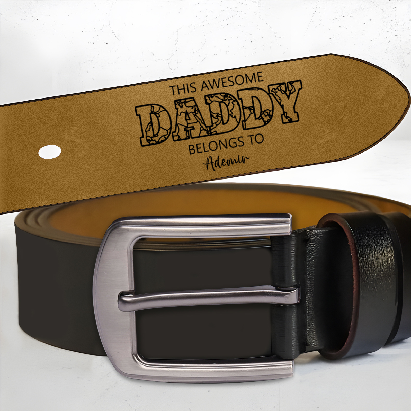 Personalized 2 Names & 1 Letter Leather Adjustable Belt – A Thoughtful Gift for Dad/Granddad | Lorajewel