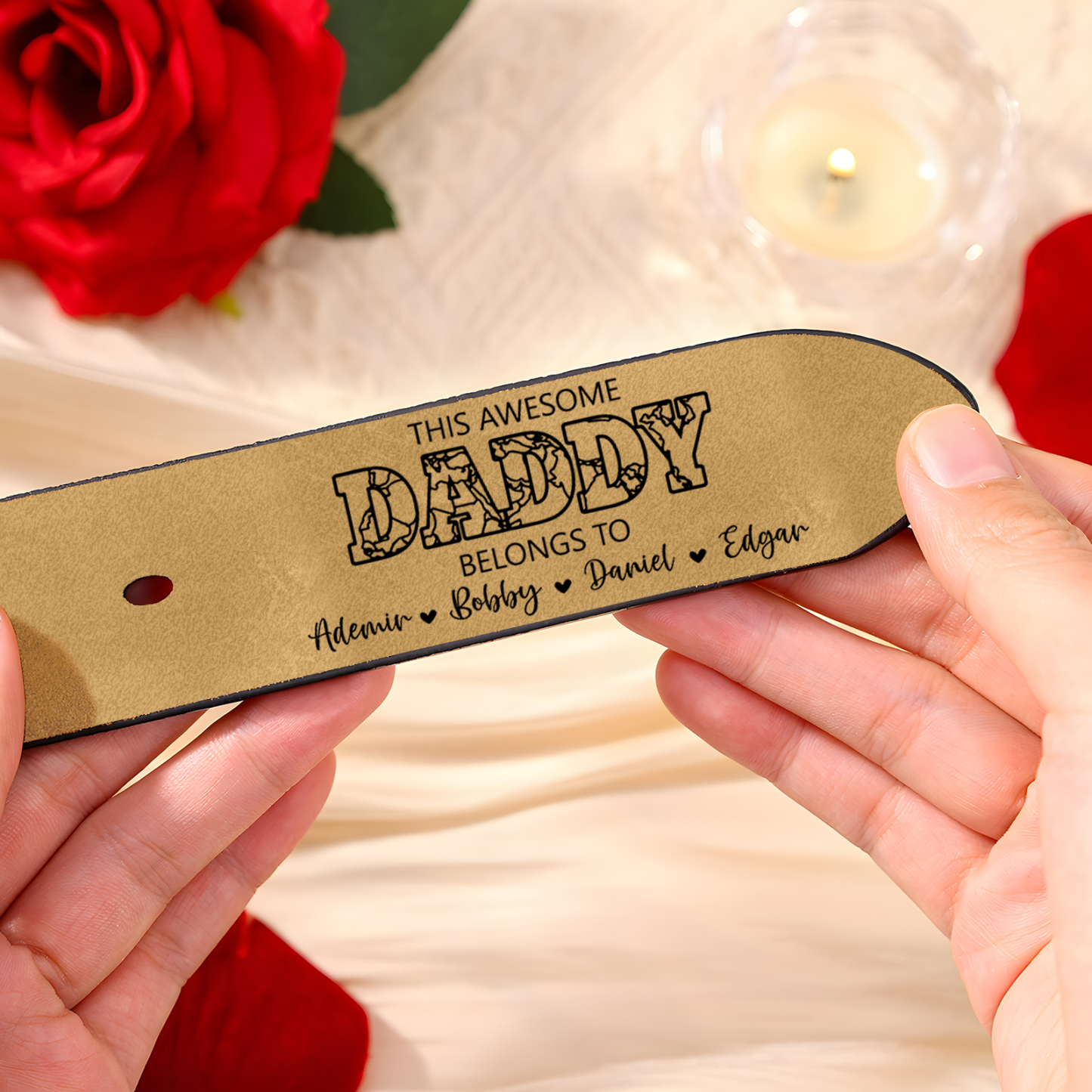 Personalized 5 Names & 1 Letter Leather Adjustable Belt – A Thoughtful Gift  for Dad/Granddad | Lorajewel