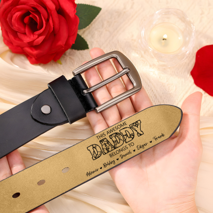 Personalized 6 Names & 1 Letter Leather Adjustable Belt – A Thoughtful Gift  for Dad/Granddad | Lorajewel