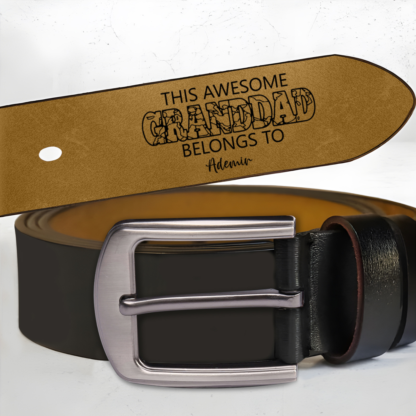 Personalized 2 Names & 1 Letter Leather Adjustable Belt – A Thoughtful Gift for Dad/Granddad | Lorajewel