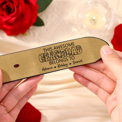 Personalized 4 Names & 1 Letter Leather Adjustable Belt – A Thoughtful Gift  for Dad/Granddad | Lorajewel