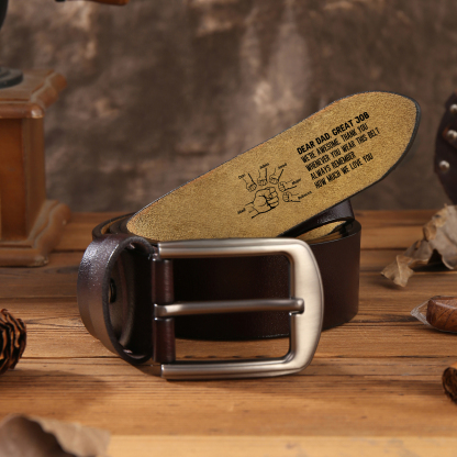 Personalized 7 Names & 1 Letter Leather Belt, Custom Adjustable Man Belt Gift for Dad/Granddad | Lorajewel