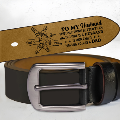 Fist Charm Personalized 7 Names Leather Adjustable Belt – A Thoughtful Gift  for Dad | Lorajewel