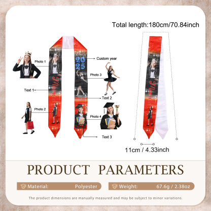 Personalized Graduation Photo Ribbon with Name, Year & Text | Lorajewel