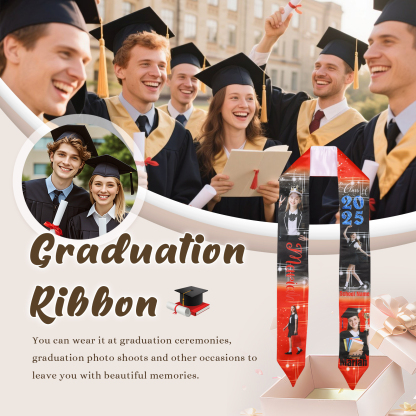 Personalized Graduation Photo Ribbon with Name, Year & Text | Lorajewel