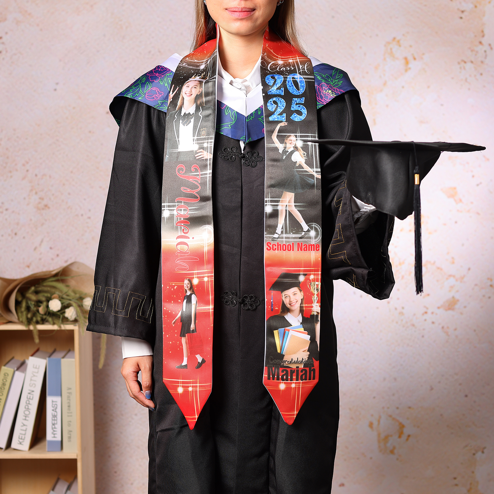 Personalized Graduation Photo Ribbon with Name, Year & Text | Lorajewel