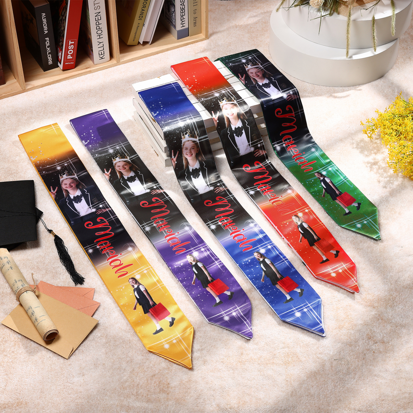 Personalized Graduation Photo Ribbon with Name, Year & Text | Lorajewel