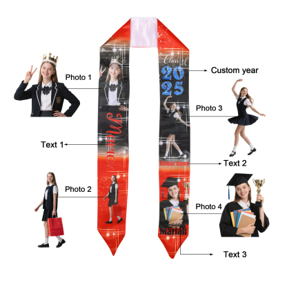 Personalized Graduation Photo Ribbon with Name, Year & Text | Lorajewel