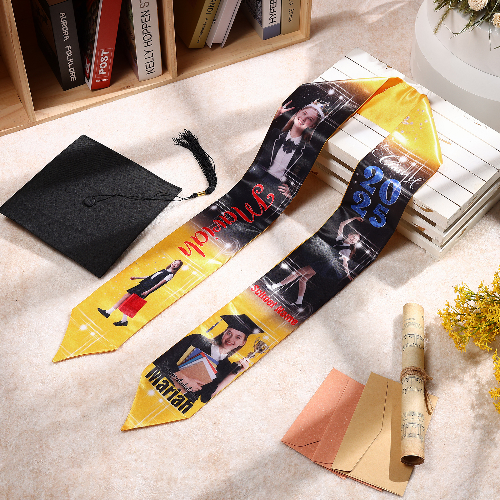 Personalized Graduation Photo Ribbon with Name, Year & Text | Lorajewel