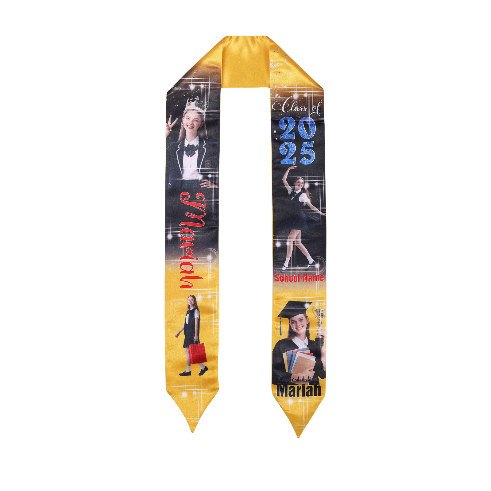 Personalized Graduation Photo Ribbon with Name, Year & Text | Lorajewel