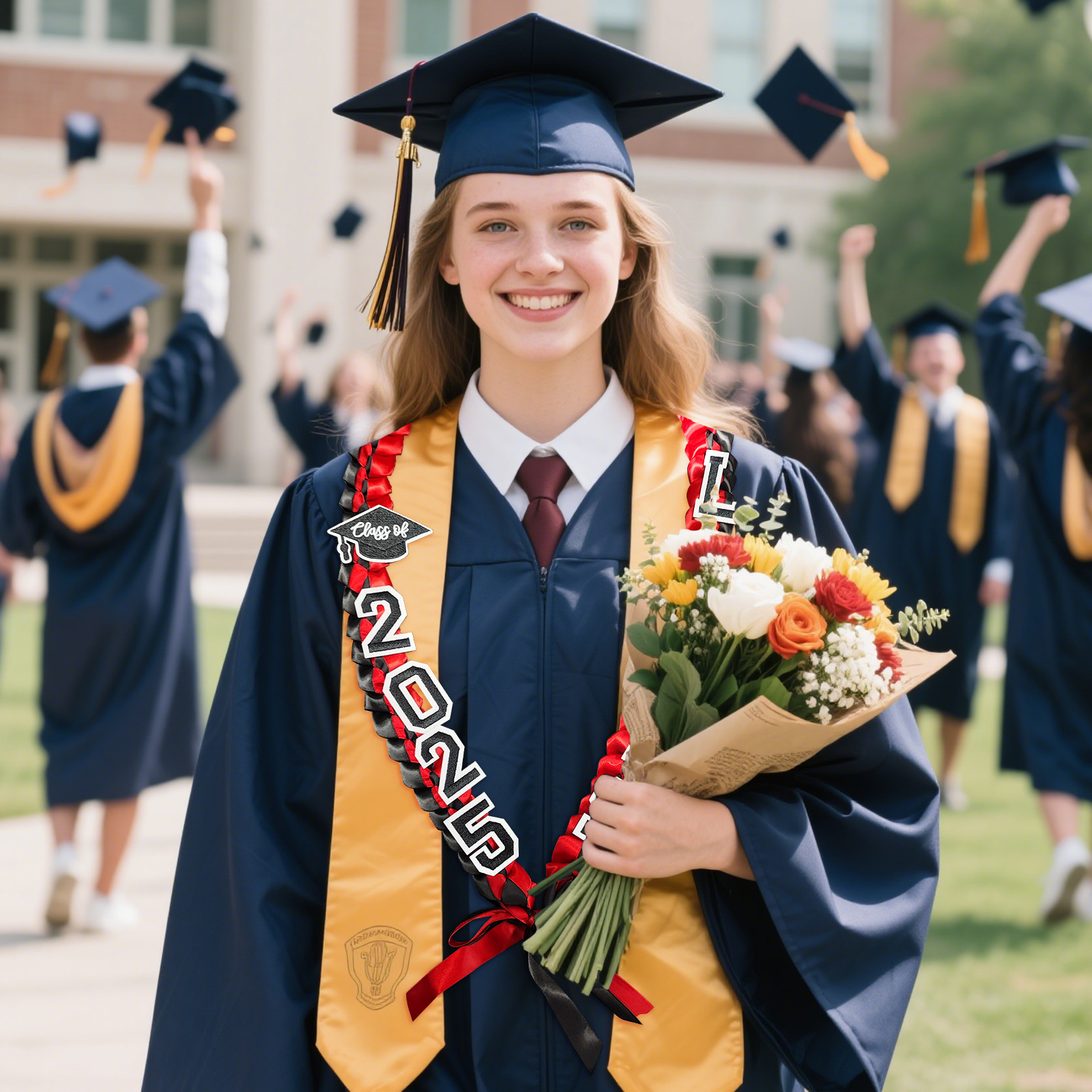 Personalized Graduation Gift Belt – Custom Name & Year Ribbon Lei for Students | Lorajewel