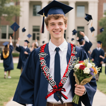 Personalized Graduation Gift Belt – Custom Name & Year Ribbon Lei for Students | Lorajewel