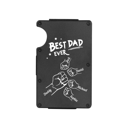 5 Names Personalized Best Dad Ever Metal Wallet Clip– Custom Engraved Father's Day Gift | Lorajewel