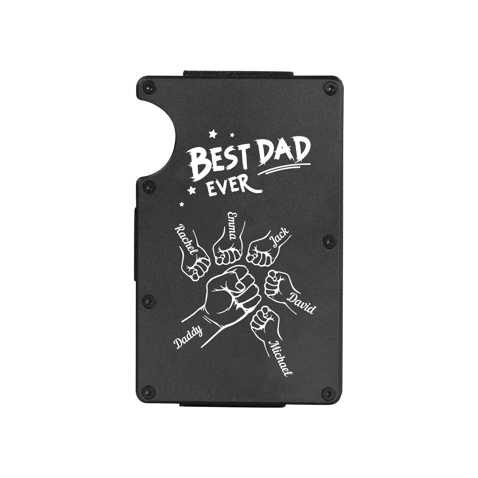 6 Names Personalized Best Dad Ever Metal Wallet Clip– Custom Engraved Father's Day Gift | Lorajewel