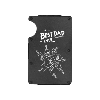 7 Names Personalized Best Dad Ever Metal Wallet Clip – Custom Engraved Father's Day Gift | Lorajewel