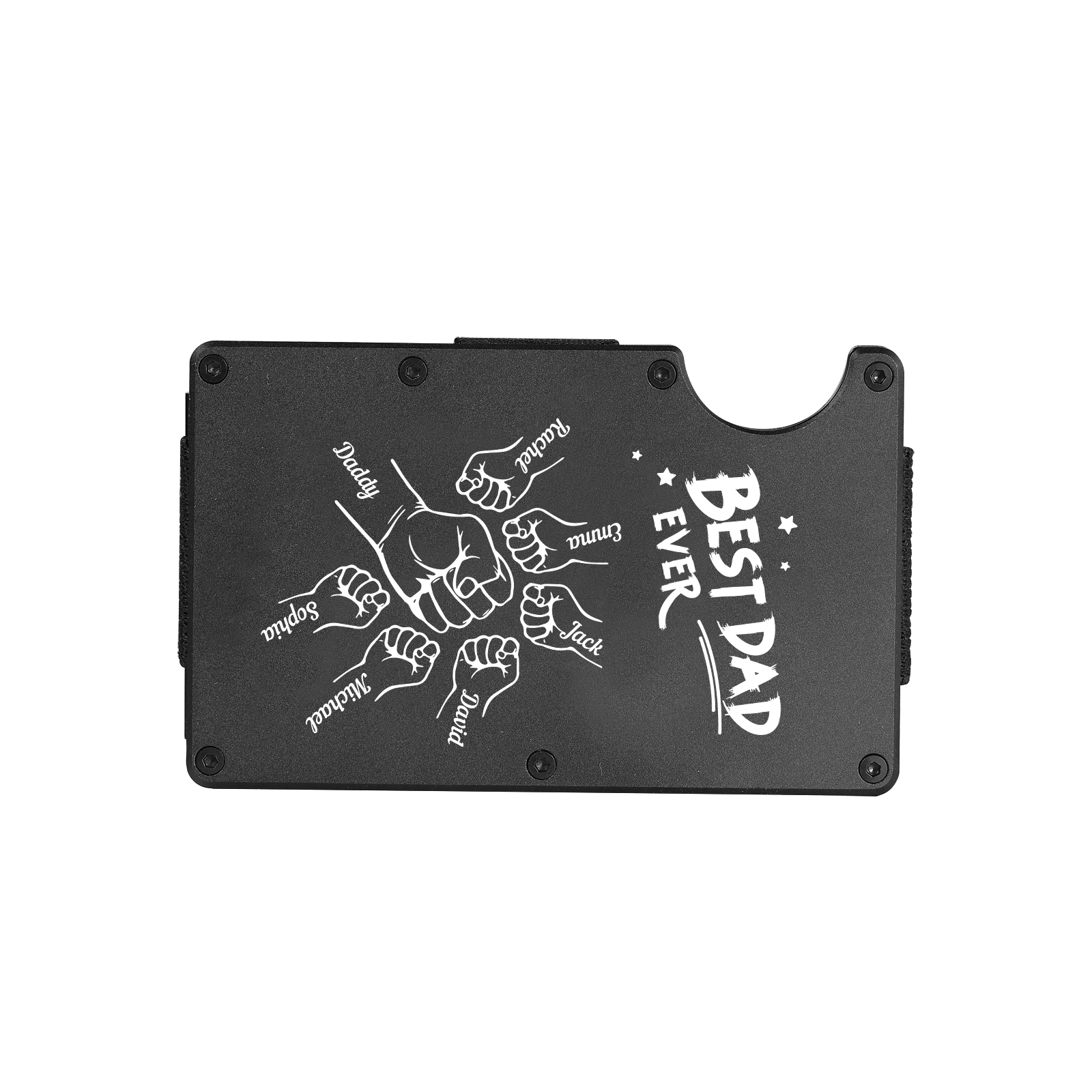 7 Names Personalized Best Dad Ever Metal Wallet Clip – Custom Engraved Father's Day Gift | Lorajewel