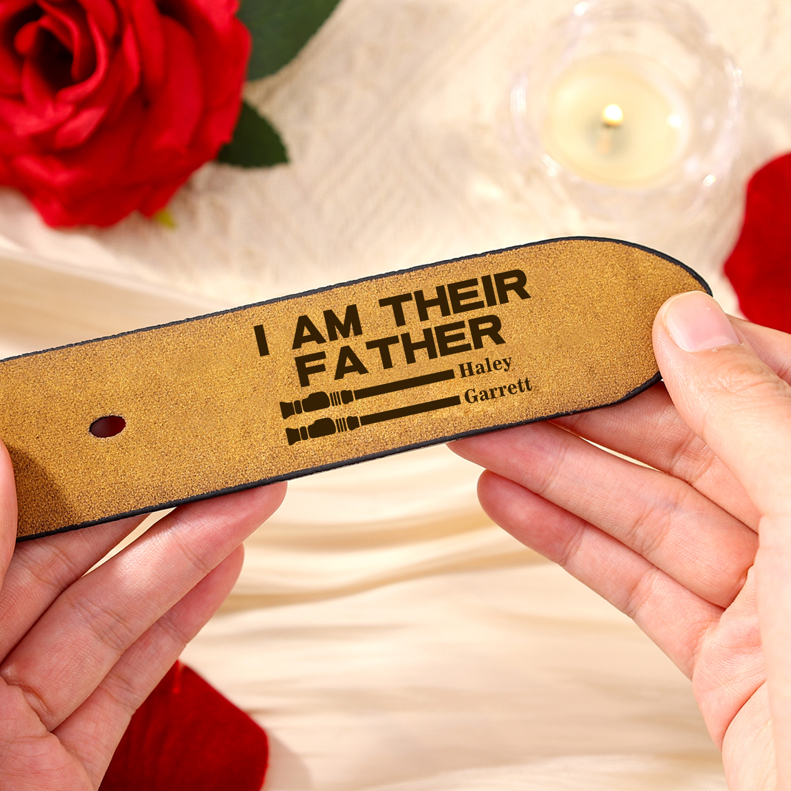 Personalized 2 Names Adjustable Leather Belt, Custom Father's Day Gift  | Lorajewel