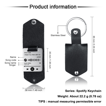 Custom Spotify Code Keychain Scannable Music Leather Keychain