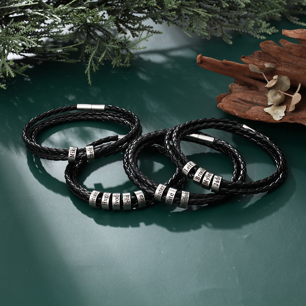 Custom 3 Beads Men's Bracelet For Him Best Gift For Dad