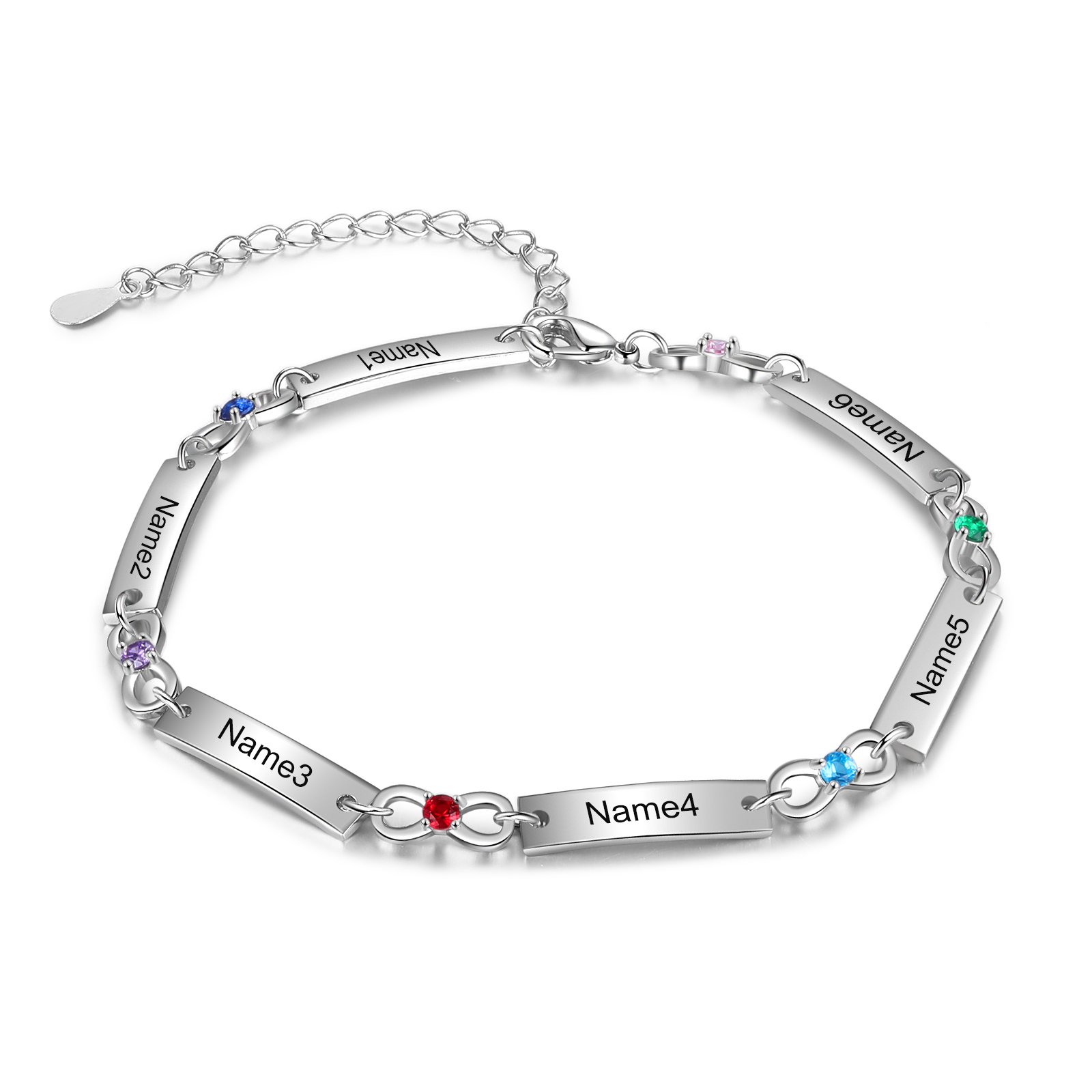 Custom Infinity Bracelet Engraved 1-6 Names Gifts for Mom
