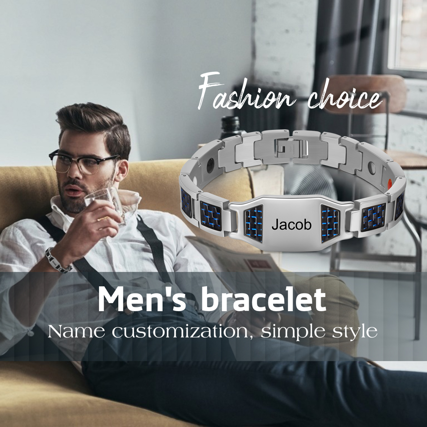 Personalized Men Bracelet Custom Name Bracelet for Him