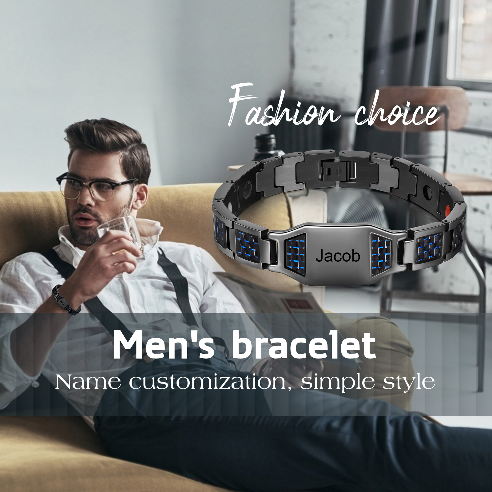 Personalized Men Bracelet Custom Name Bracelet for Him