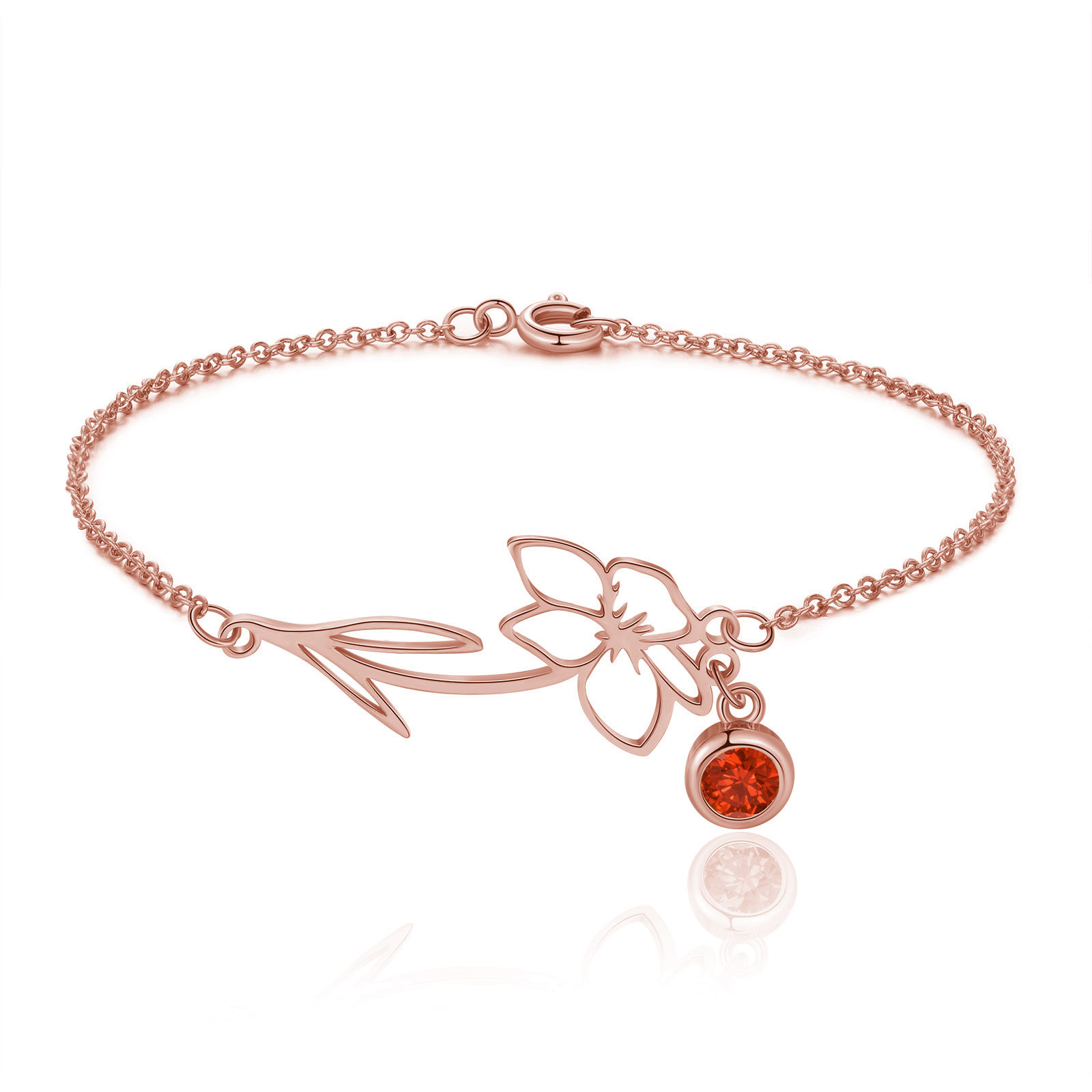 Personalized Birth Flower Bracelet with Birthstone Bracelet for Her