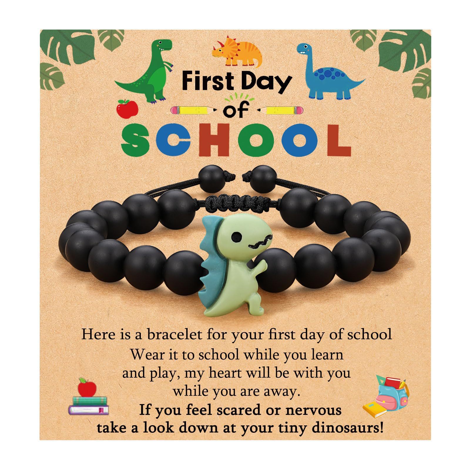 [Copy]2 Pcs Dinosaur Bracelet Set Back to School Gift with Gift Card Adjustable Bracelet Gift for Son/Daughter