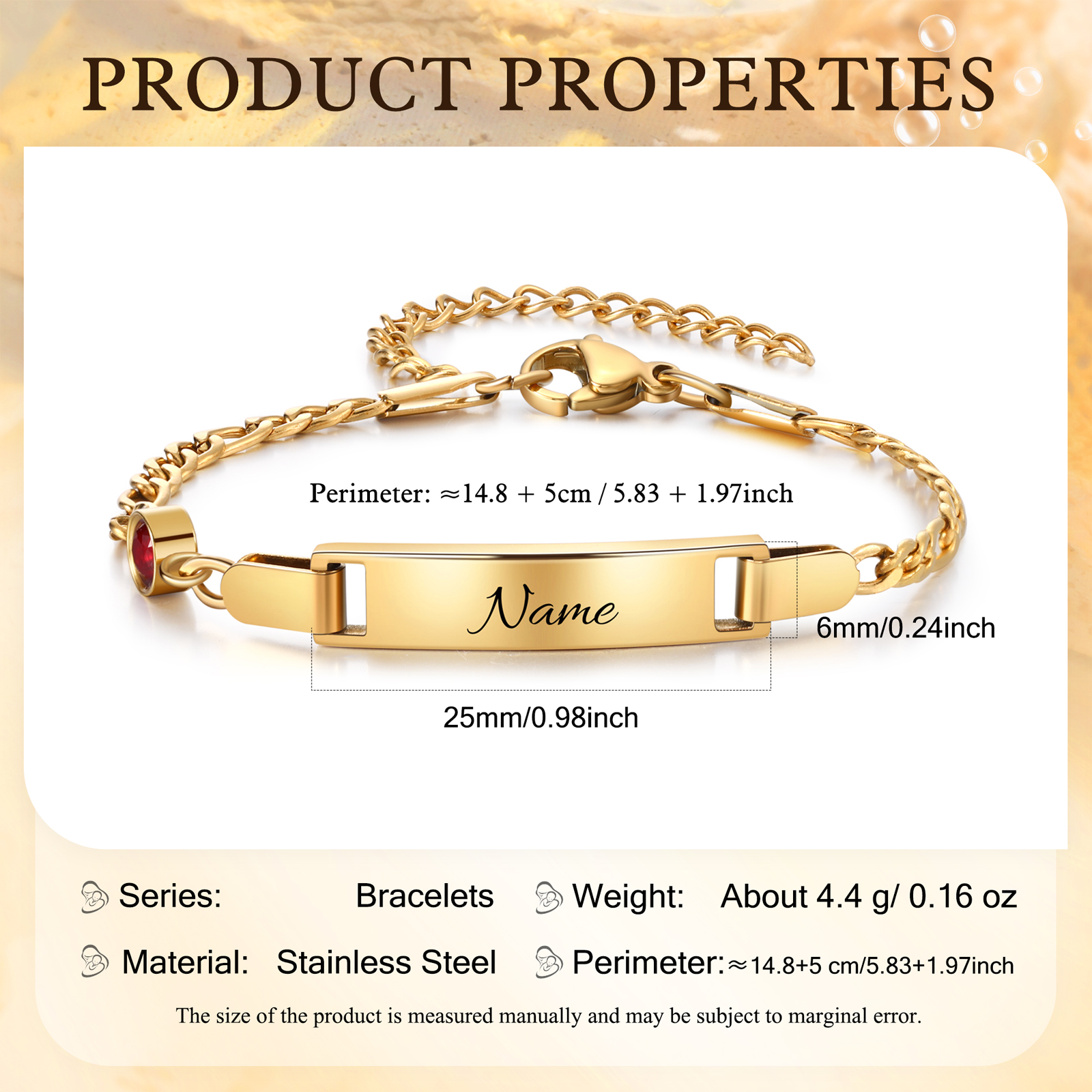 Personalized Bar Bracelet Custom Birthstone & Name Adjustable Bracelet Gift for Daughter