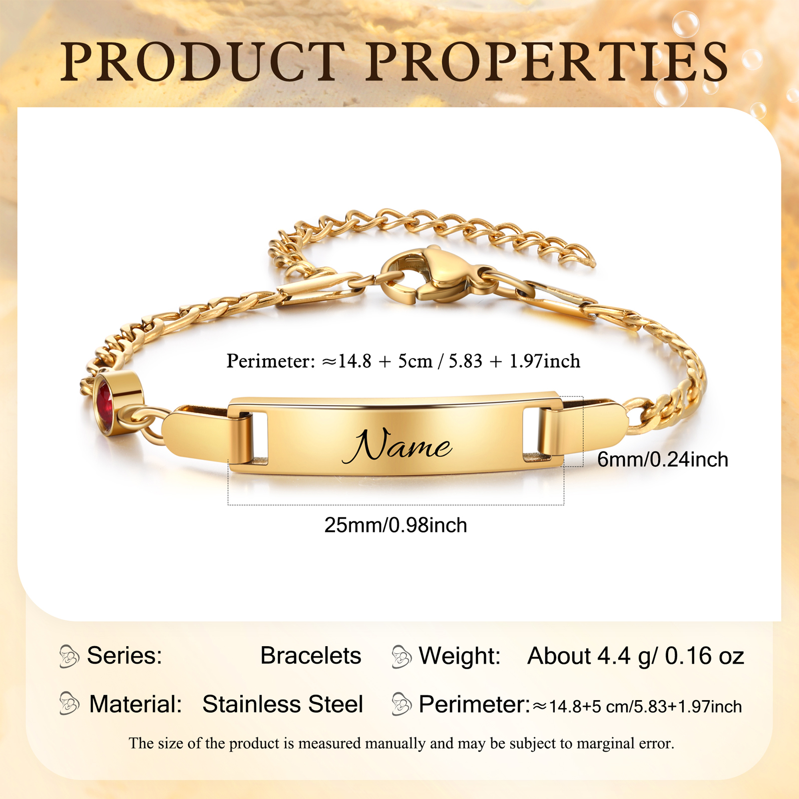 Personalized Bar Bracelet Custom Birthstone & Name Adjustable Bracelet Gift for Daughter