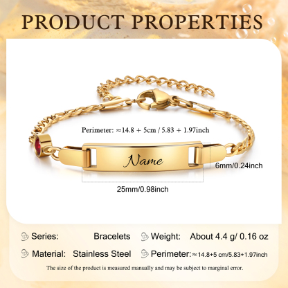 Personalized Bar Bracelet Custom Birthstone & Name Adjustable Bracelet Gift for Daughter