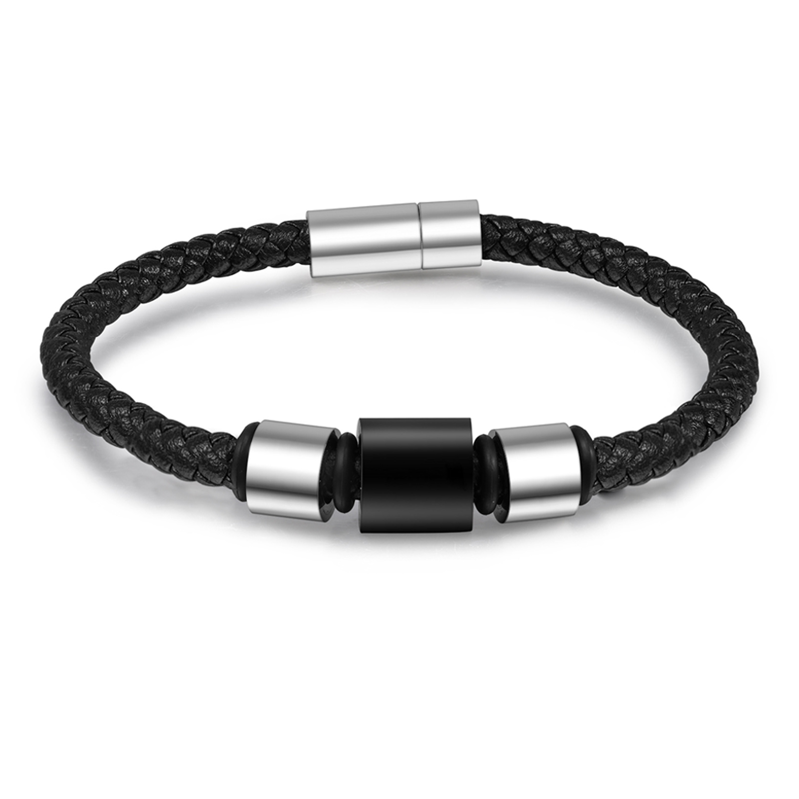 3 Names Personalised Men Leather Bracelet with Custom Name Beads - Gift for Dad | Lorajewel