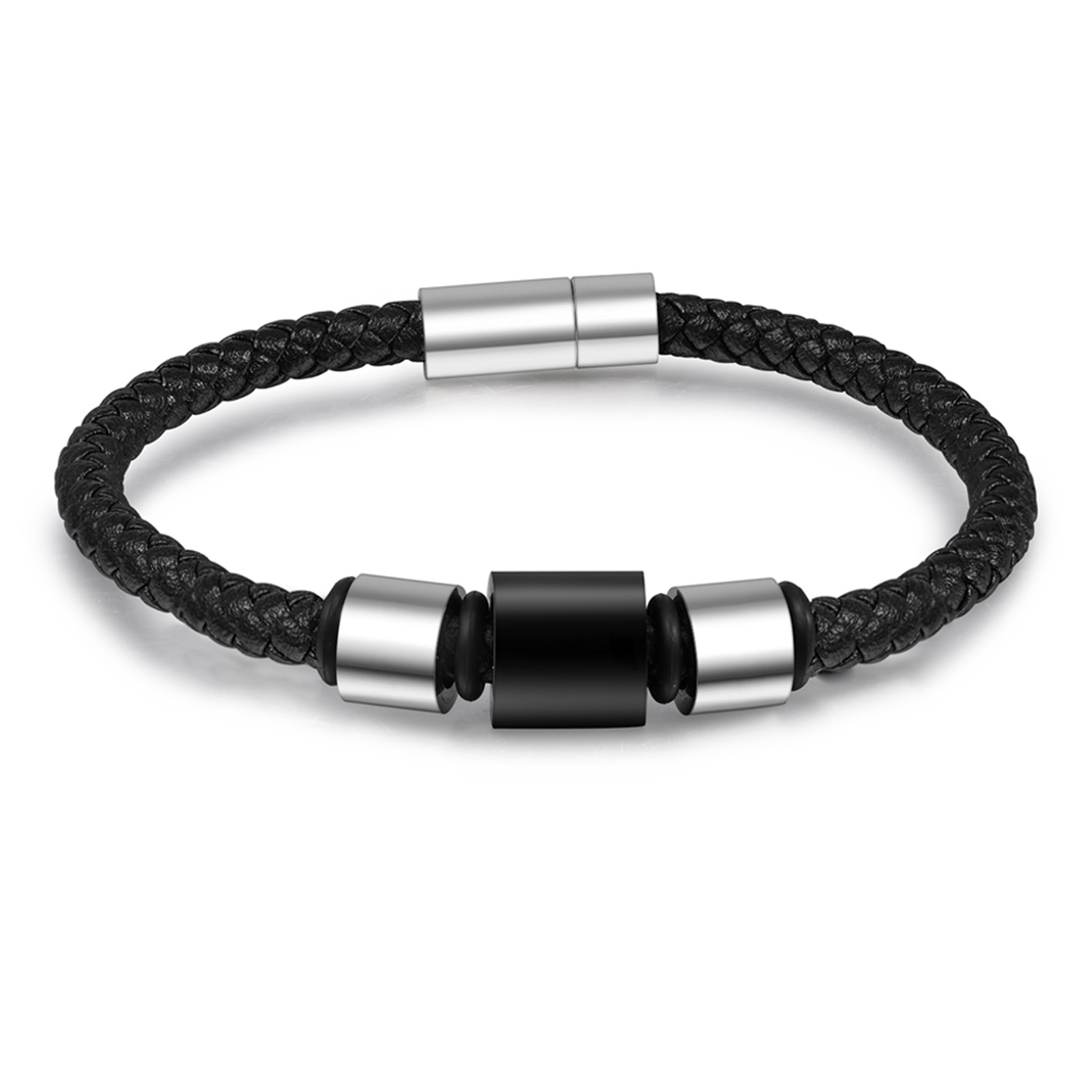 3 Names Personalised Men Leather Bracelet with Custom Name Beads - Gift for Dad | Lorajewel