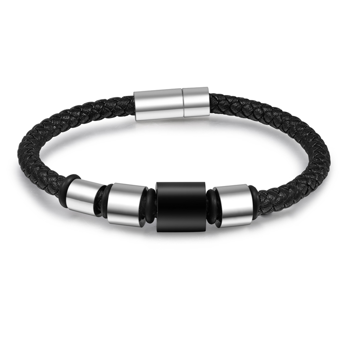 4 Names Personalised Men Leather Bracelet with Custom Name Beads - Gift for Dad | Lorajewel