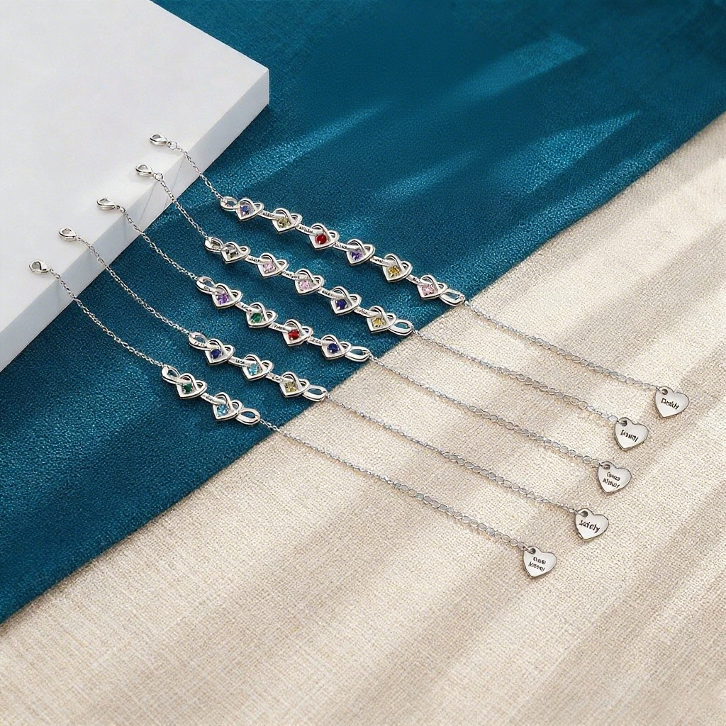 Personalized Linked Heart Bracelet with 2-6 Names
