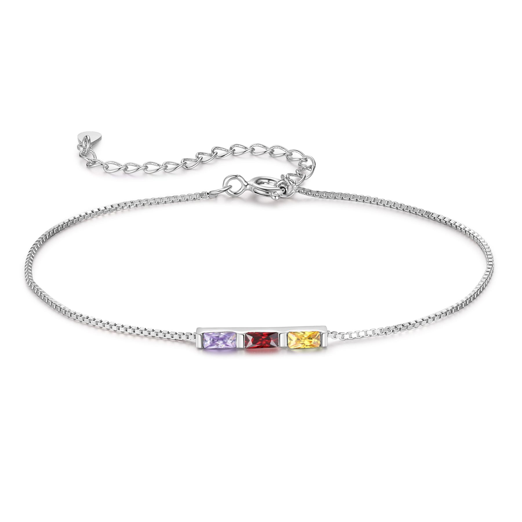 S925 Silver Custom 3 Birthstones Bracelet Gold Adjustable Bracelet Personalized Birthday Gift for Her