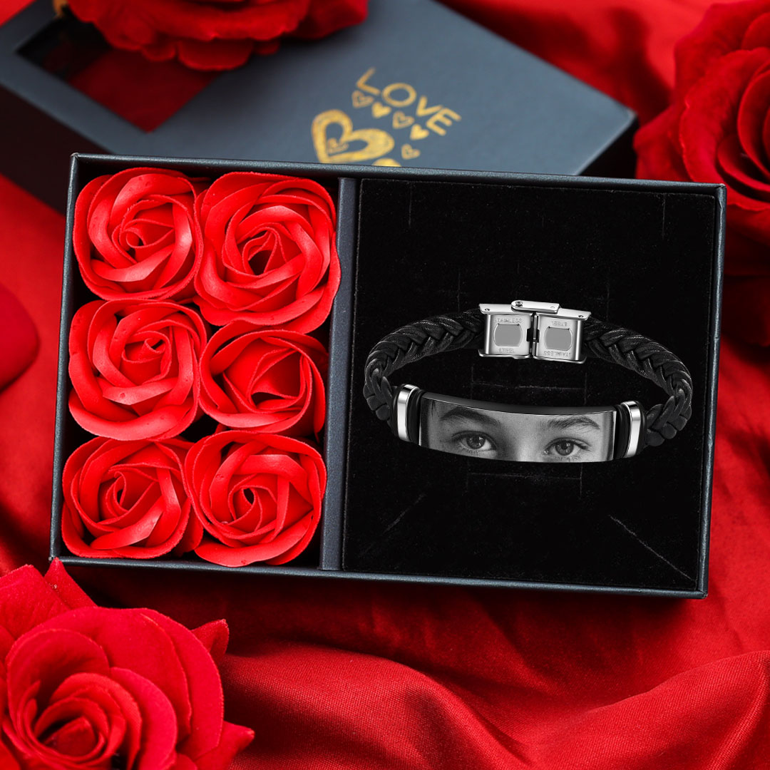 Custom Eye Bracelet with Photo for Men Personalized Valentines Day Gif